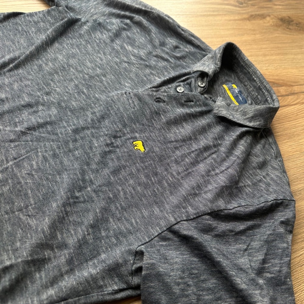 Jack Nicklaus Mens Polo Shirt Medium Gray Golden Bear Logo Short Sleeve Golf Top